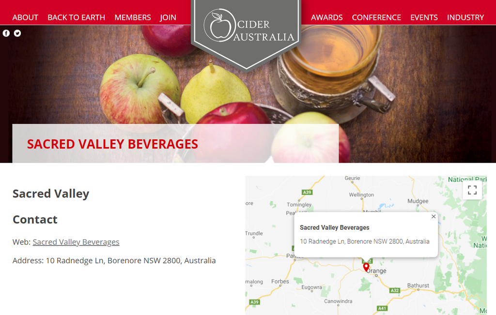 Cider Australia Member- Sacred Valley Apple Cider